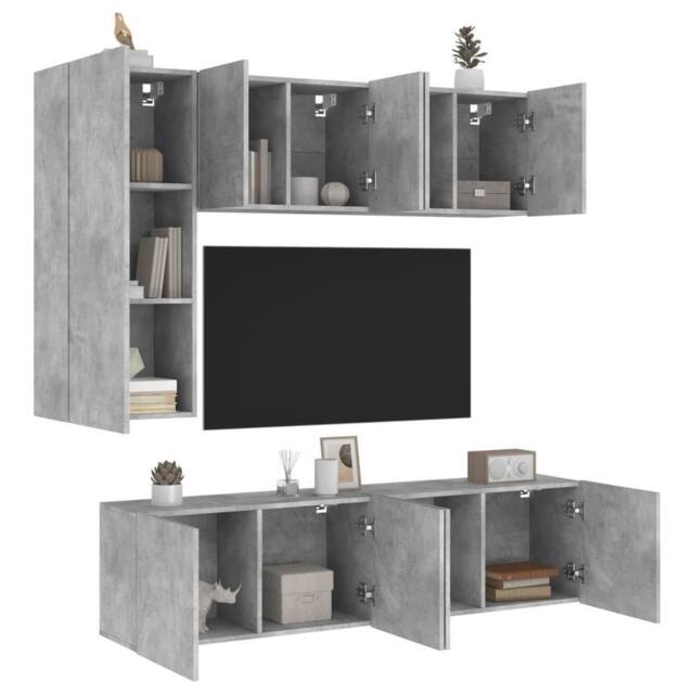 Berkfield Home 5 Piece TV Wall Units Concrete Grey Engineered Wood - image 1