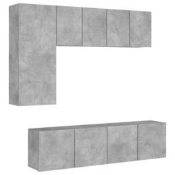 Berkfield Home 5 Piece TV Wall Units Concrete Grey Engineered Wood - thumbnail 2