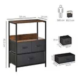 Havendro HOMCOM 3-Drawer Storage Unit - Black, Living & Bedroom in Black - thumbnail 2