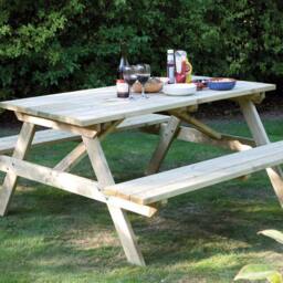 Rowlinsons 4ft Picnic Bench - Timber - L120 x W150 x H70 cm in Natural - thumbnail 2
