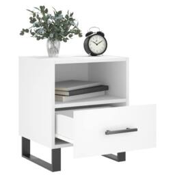 Berkfield Home Modern Bedside Cabinet White 40x35x47.5 cm Engineered Wood - thumbnail 7