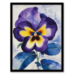 "Artery8 Purple Pansy Watercolour Painting Soft Floral Framed Art Print - Size: W12"" x H16""" - thumbnail 1