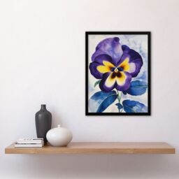 "Artery8 Purple Pansy Watercolour Painting Soft Floral Framed Art Print - Size: W12"" x H16""" - thumbnail 4
