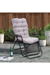 Garden Sanctuary 130cm W x 55cm D Grey High Back Tri-Fold Adirondack Patio Chair Cushion - Size: 130 cm W x 55 cm D - thumbnail 1