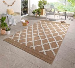 Desire Rugs Harper Aztec Pattern Water Resistant Indoor Area Rugs in Cream - Size: 160 cm x 230 cm - thumbnail 1