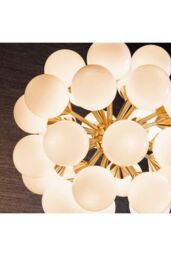 Netlighting Oscar Globe Pendant Satin Brushed Gold Effect Plate & Gloss White Glass 28 Light Dimmable IP20 G9 - thumbnail 6