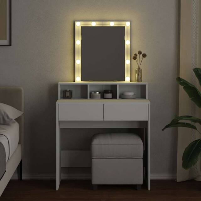 Berkfield Home Beautiful Dressing Table with LED White 80x41x144.5 cm - image 1