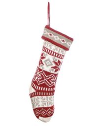 Dibor Set of 4 Red Fair Isle Nostalgia Knit Xmas Gift Christmas Stocking - Size: 4 Pack - thumbnail 2