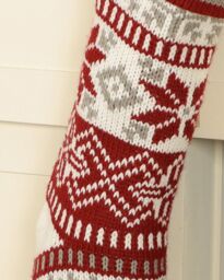Dibor Set of 4 Red Fair Isle Nostalgia Knit Xmas Gift Christmas Stocking - Size: 4 Pack - thumbnail 3
