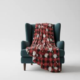 Snug City Gonk Print Christmas Throw Blanket Cozy Festive Holiday Decor Gift in Red - Size: 127 cm x 152 cm - thumbnail 2
