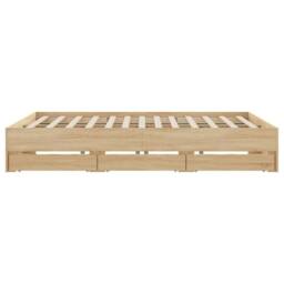 Berkfield Home Modern Bed Frame with Drawers without Mattress Sonoma Oak 200x200 cm in Tan - thumbnail 7