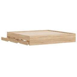 Berkfield Home Modern Bed Frame with Drawers without Mattress Sonoma Oak 200x200 cm in Tan - thumbnail 5