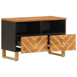 Berkfield Home TV Cabinet Brown & Black 70x33.5x46 cm Solid Wood Mango - thumbnail 3