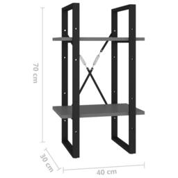 Berkfield Home Decorative 2-Tier Book Cabinet Grey 40x30x70 cm Engineered Wood - Size: 40 x 30 x 70 cm - thumbnail 7