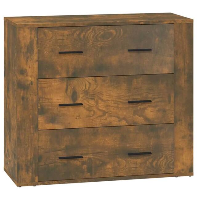 Berkfield Home Sideboard Smoked Oak 80x33x70 cm Engineered Wood in Brown - Size: 80 x 33 x 70 cm - image 1