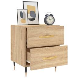 Berkfield Home Modern Bedside Cabinets 2 pcs Sonoma Oak 40x35x47.5 cm Engineered Wood in Brown - thumbnail 4