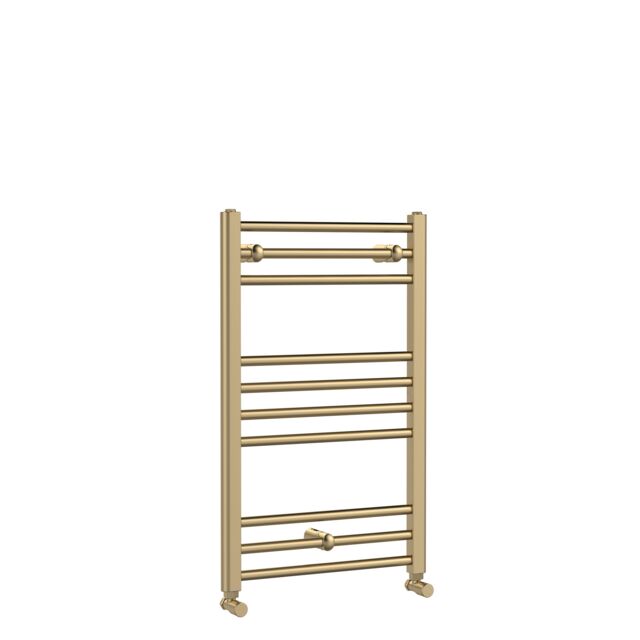 Balterley Straight Towel Radiator with Round Rails 800mm x 500mm - Brushed Brass in Metallics - image 1