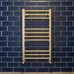 Balterley Straight Towel Radiator with Round Rails 800mm x 500mm - Brushed Brass in Metallics - thumbnail 6