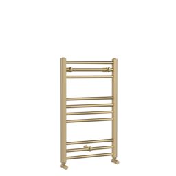 Balterley Straight Towel Radiator with Round Rails 800mm x 500mm - Brushed Brass in Metallics