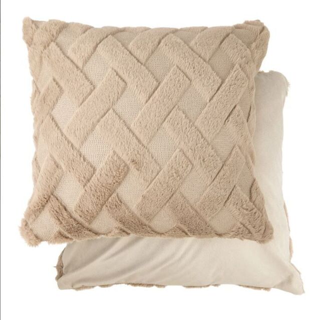 New Edge Blinds Newton Cross Hatch Collection Soft Touch Cushion Cover in Natural - Size: 43 cm x 43 cm - image 1