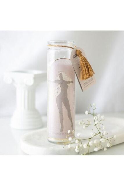 KDMD Athena Goddess Tube Candle with Clear Quartz Crystals in Pink - image 1