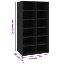 Berkfield Home Shoe Rack Black 54x34x100.5 cm Engineered Wood - thumbnail 6