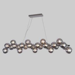 Netlighting Modern Hanging Pendant Chrome 25 Light with Smoky Shade G9 in Grey - thumbnail 2