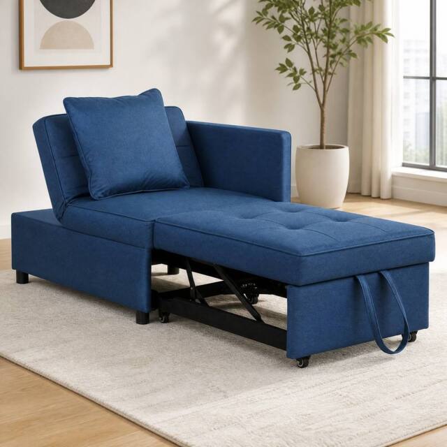 STILVORA 3-in-1 Sofa Bed with Adjustable Back Blue - image 1