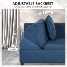 STILVORA 3-in-1 Sofa Bed with Adjustable Back Blue - thumbnail 7