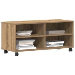 Berkfield Home TV Cabinet Artisan Oak 90x35x35 cm Engineered Wood in Brown - Size: 90 x 35 x 35 cm - thumbnail 3