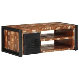 Berkfield Home Coffee Table Multicolour 90x50x36 cm Solid Wood Reclaimed - Size: 90 x 50 x 36 cm - thumbnail 3