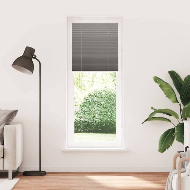 Berkfield Home Pleated Blind Anthracite 75x200 cm Fabric Width 74.4 cm Polyester in Dark Grey - image 1