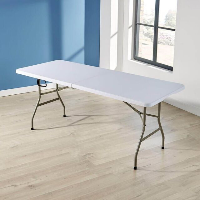 Home Source 5ft Folding Table Trestle Camping Party Picnic BBQ Stall Garden Indoor in White - image 1