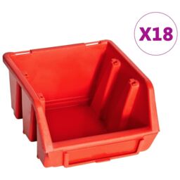 Berkfield Home 32 Piece Storage Bin Kit with Wall Panels Red & Black - thumbnail 2