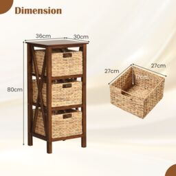 Costway Set of 2 Nightstand 3-Tier Sofa Side Table X-Shaped 3-Drawer End Table in Brown - thumbnail 2