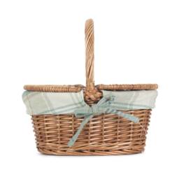 Red Hamper Wicker Childs Light Steamed Finish Cotton Lined Oval Picnic Basket in Khaki - thumbnail 3