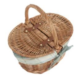 Red Hamper Wicker Childs Light Steamed Finish Cotton Lined Oval Picnic Basket in Khaki - thumbnail 2