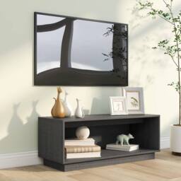 Berkfield Home TV Cabinet Grey 90x35x35 cm Solid Wood Pine - Size: 90 x 35 x 35 cm - thumbnail 7