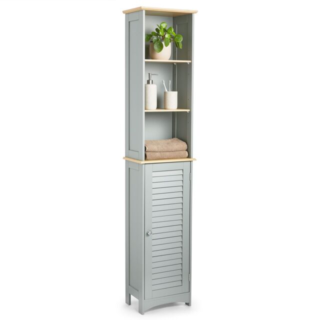 VonHaus Shrewsbury Freestanding 1 Door Tall Bathroom Cabinet in Grey - image 1