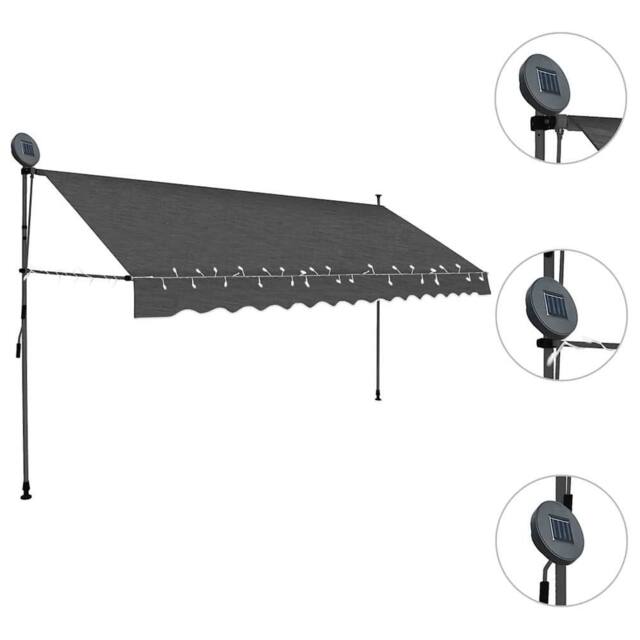 Berkfield Home Manual Retractable Awning with LED 400 cm Anthracite in Dark Grey - image 1