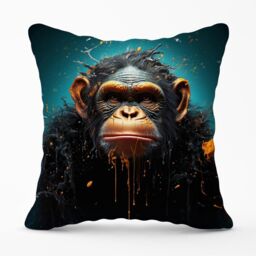 Warren Reed - Designer Monkey Face Splashart Blue Outdoor Cushion - Size: 60 cm x 60 cm - thumbnail 1