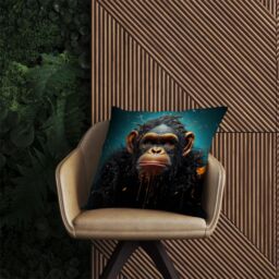 Warren Reed - Designer Monkey Face Splashart Blue Outdoor Cushion - Size: 60 cm x 60 cm - thumbnail 2