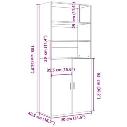 Berkfield Home Highboard White 80x42.5x185 cm Engineered Wood - thumbnail 9