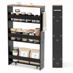 Costway 3-tier Slim Storage Cart Narrow Rolling Kitchen Serving Cart w/ Open Shelves - thumbnail 1