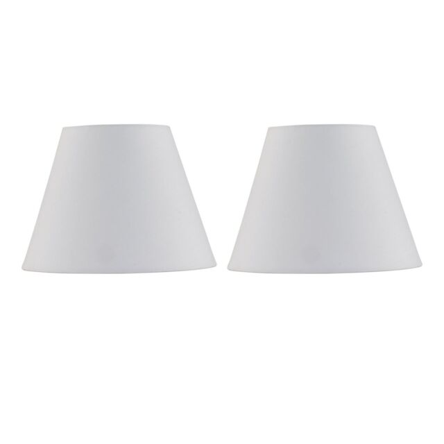 First Choice Lighting Set of 2 Ivory Cotton 20cm Diameter Tapered Fabric Lamp Shades in Off-White - image 1