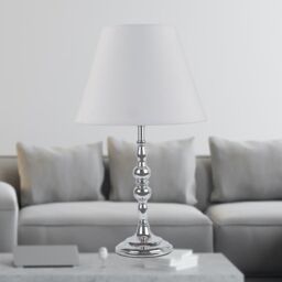 First Choice Lighting Set of 2 Ivory Cotton 20cm Diameter Tapered Fabric Lamp Shades in Off-White - thumbnail 7