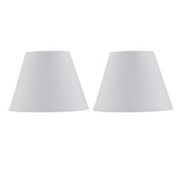 First Choice Lighting Set of 2 Ivory Cotton 20cm Diameter Tapered Fabric Lamp Shades in Off-White