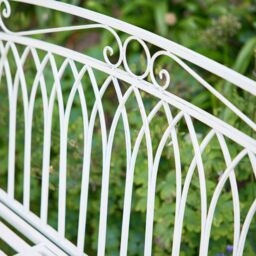 Dibor Vintage Large Cream Arched Outdoor Garden Furniture Bench with Table - thumbnail 4