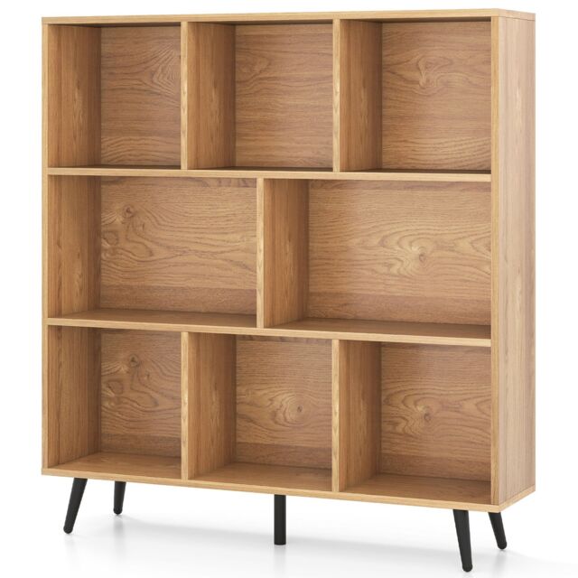 Gymax 8-Cube Bookcase Mid Century Modern Storage Organizer in Light Khaki - image 1