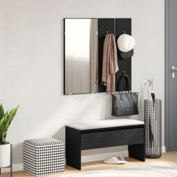 Berkfield Home Hallway Furniture Set in Black Oak Engineered Wood